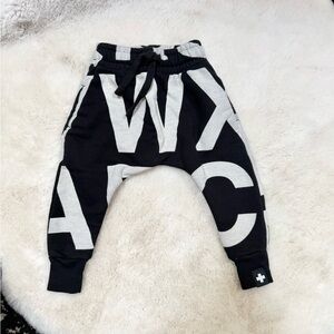 nununu baby Black and White Lettered Joggers